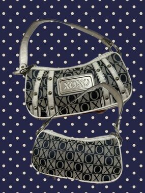 XOXO Navy and White Logo Jacquard Shoulder Bag